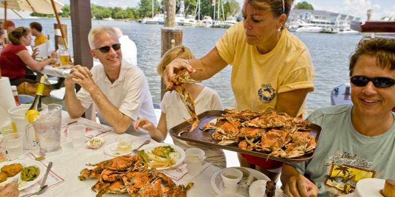 Dining at the Crab Claw Restaurant, St. Michaels