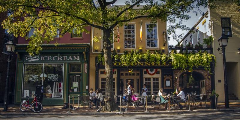 Shops along historic King Street in Alexandria, Virginia