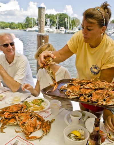 Dining at the Crab Claw Restaurant, St. Michaels